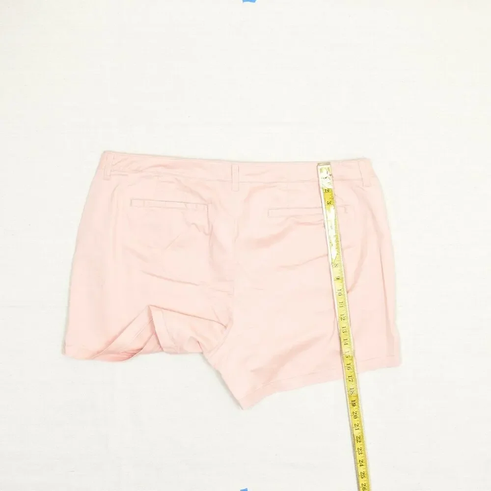 Lane Bryant Women Chino Shorts Solid Zip Cotton Blend Pink Size 22P